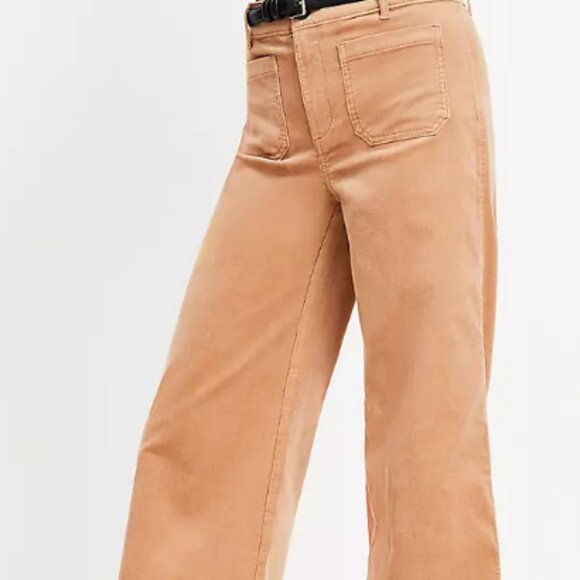 Loft Palmer Wide Leg Pants in Brushed Corduroy Cashew Crunch - 12 - Picture 2 of 10